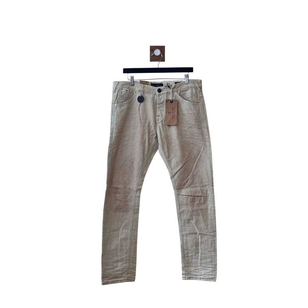 Scotch & Soda Amsterdams Blauw Gitane Jeans Tan Beige Slim Fit Mens 33x32 NWT